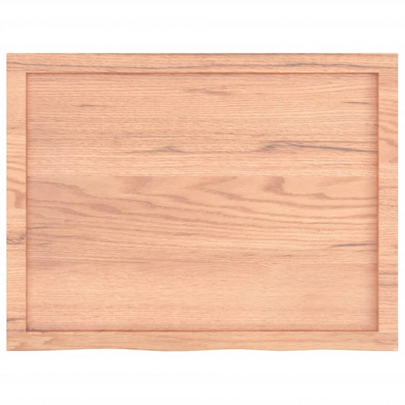 Blat do łazienki, jasnobrązowy, 80x60x(2-6) cm, lite drewno