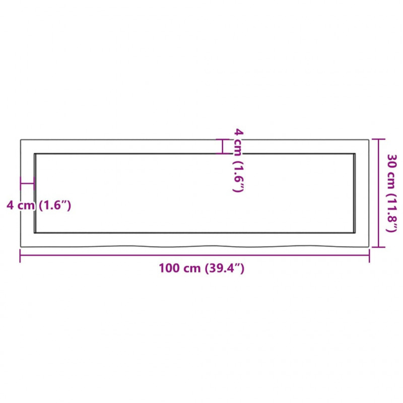 Blat do łazienki, jasnobrązowy, 100x30x(2-6) cm, lite drewno