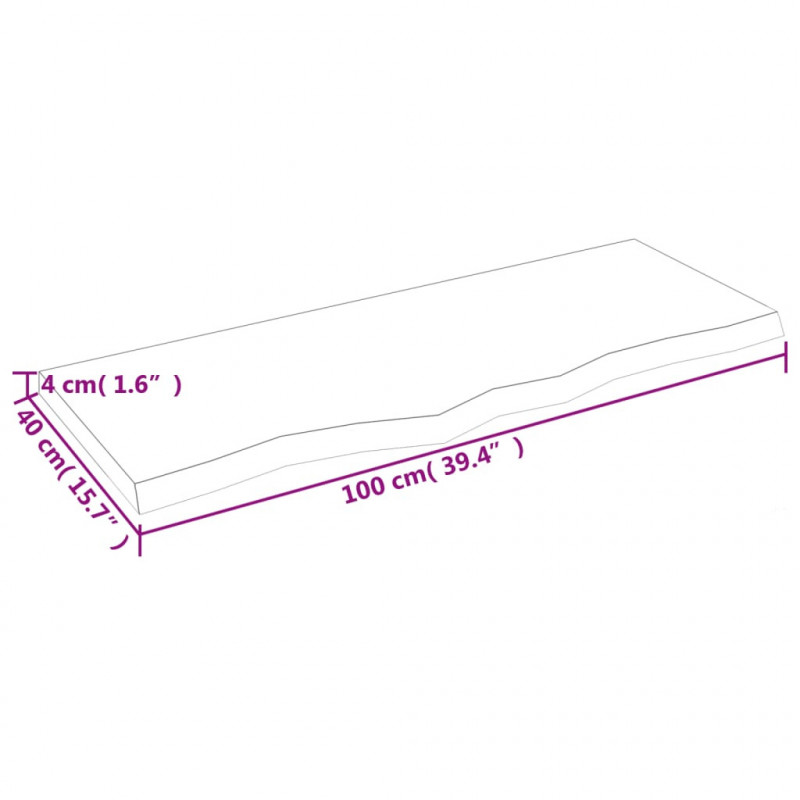 Blat do łazienki, jasnobrązowy, 100x40x(2-4) cm, lite drewno