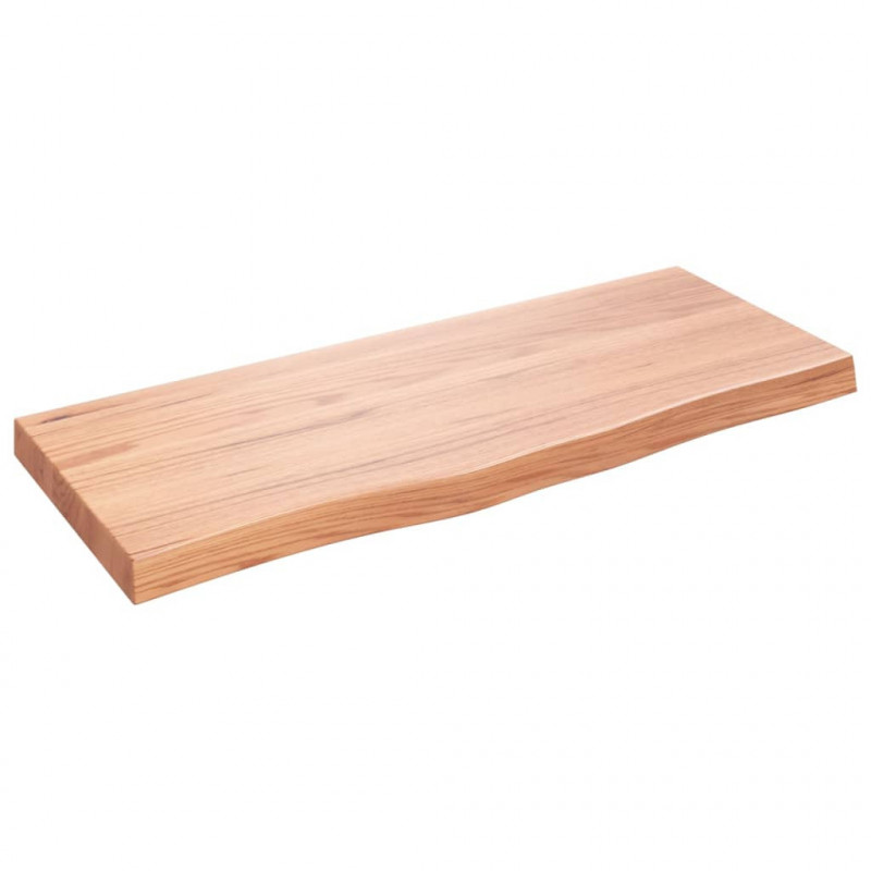 Blat do łazienki, jasnobrązowy, 100x40x(2-6) cm, lite drewno