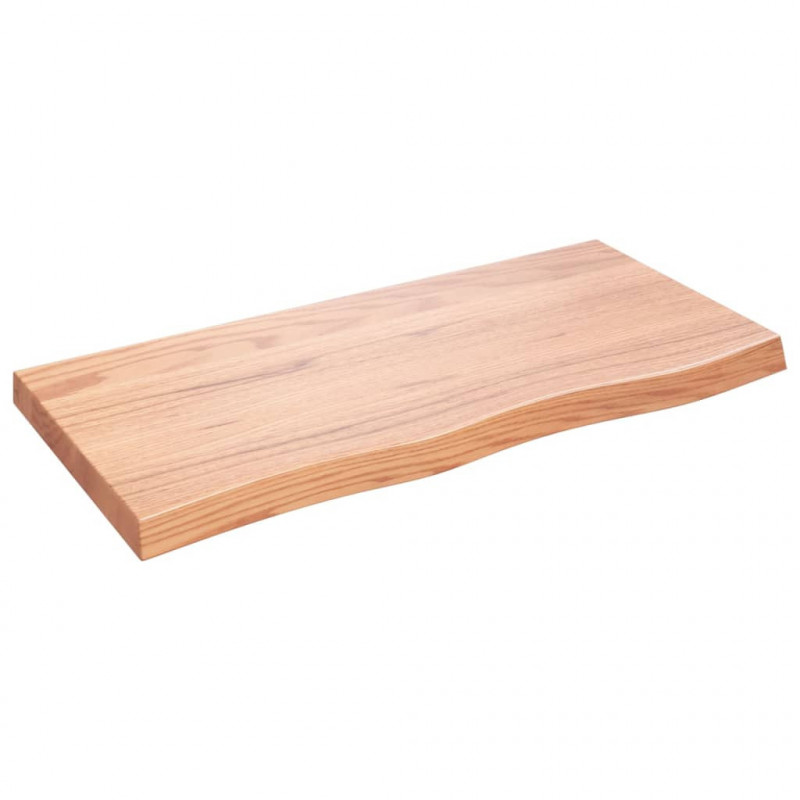 Blat do łazienki, jasnobrązowy, 100x50x(2-6) cm, lite drewno