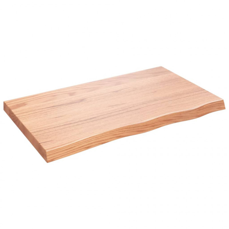 Blat do łazienki, jasnobrązowy, 100x60x(2-6) cm, lite drewno