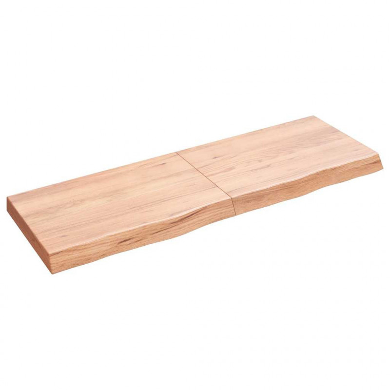 Blat do łazienki, jasnobrązowy, 120x40x(2-6) cm, lite drewno