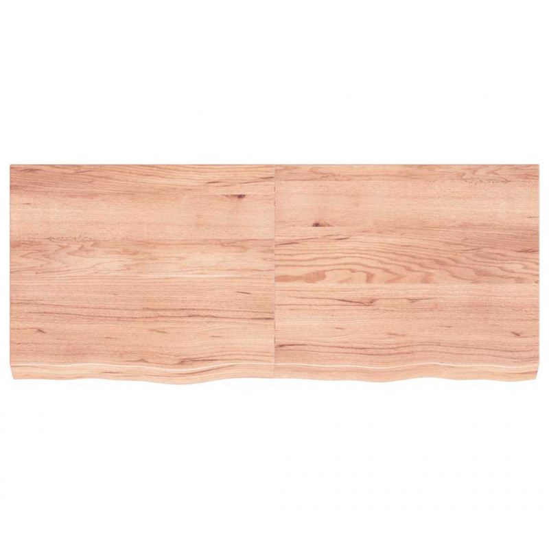 Blat do łazienki, jasnobrązowy, 120x50x(2-6) cm, lite drewno