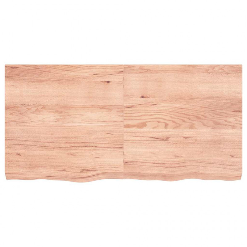 Blat do łazienki, jasnobrązowy, 120x60x(2-6) cm, lite drewno