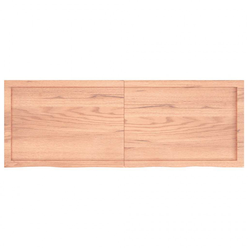 Blat do łazienki, jasnobrązowy, 140x50x(2-6) cm, lite drewno