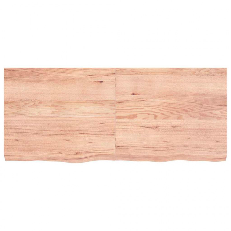 Blat do łazienki, jasnobrązowy, 140x60x(2-6) cm, lite drewno