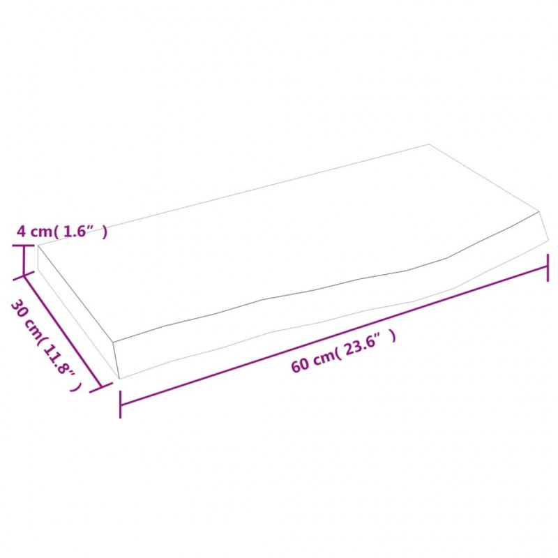 Blat do łazienki, ciemnobrązowy, 60x30x(2-4) cm, lite drewno