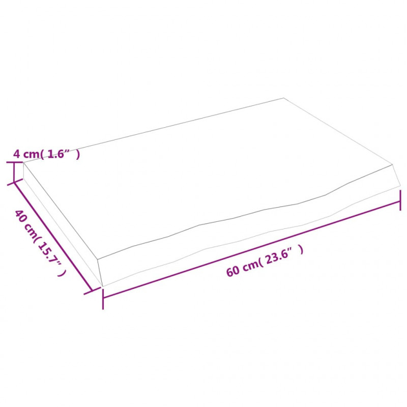 Blat do łazienki, ciemnobrązowy, 60x40x(2-4) cm, lite drewno