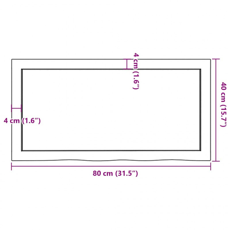 Blat do łazienki, ciemnobrązowy, 80x40x(2-4) cm, lite drewno