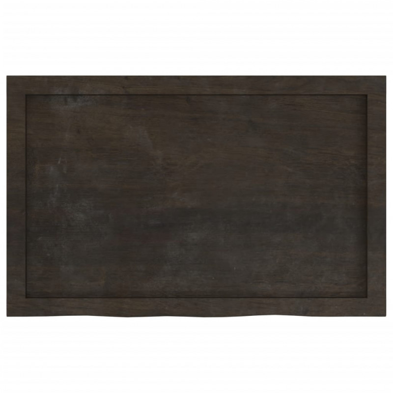 Blat do łazienki, ciemnobrązowy, 80x50x(2-6) cm, lite drewno