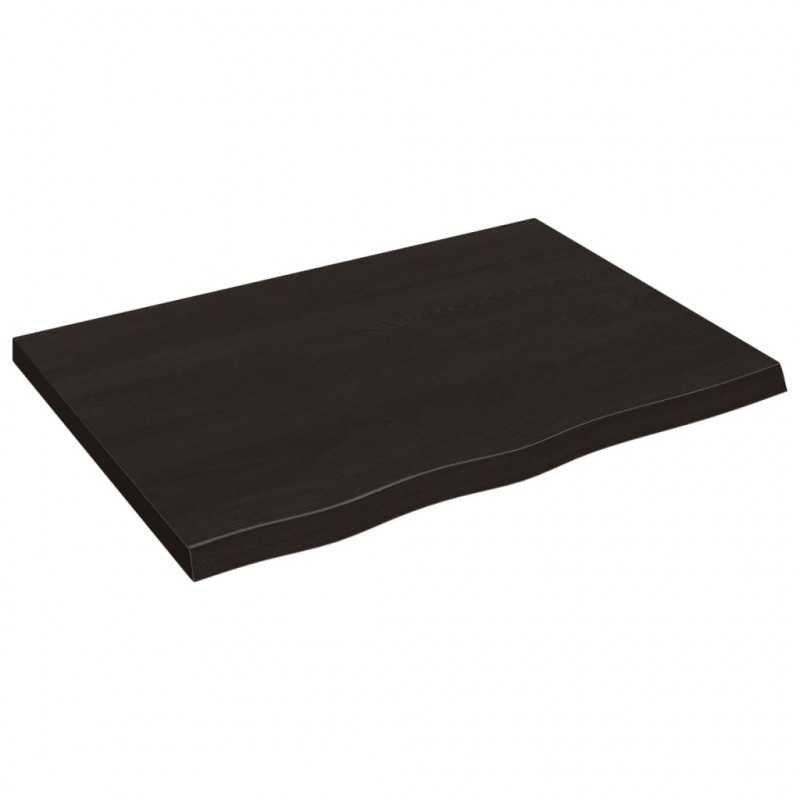 Blat do łazienki, ciemnobrązowy, 80x60x(2-4) cm, lite drewno