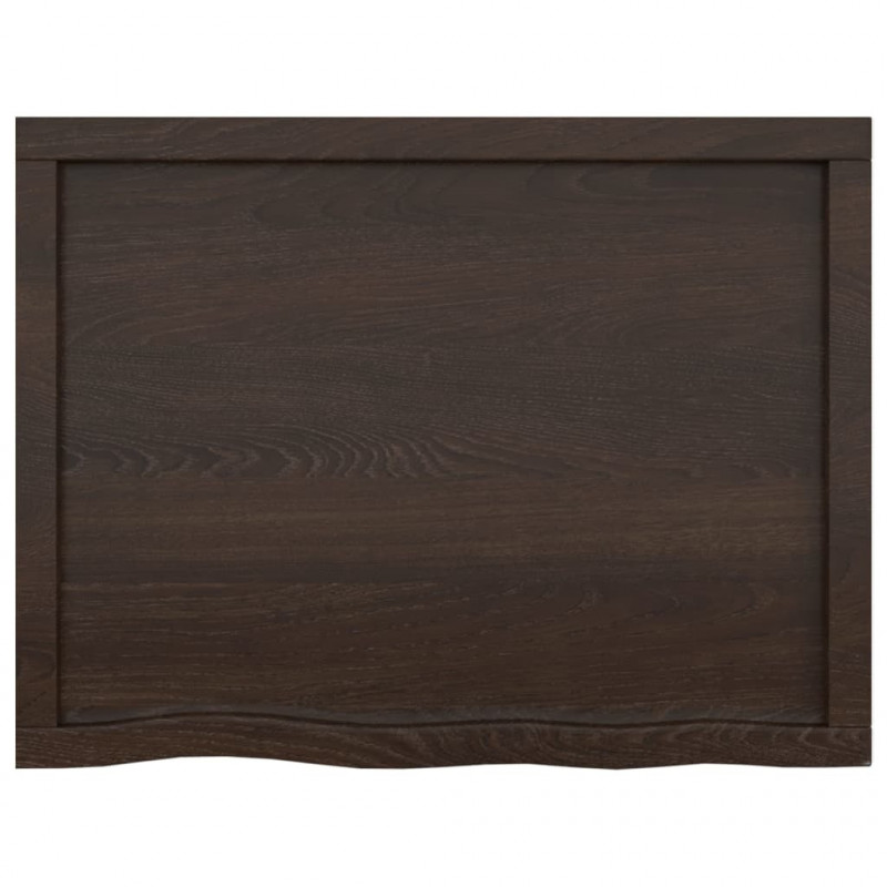 Blat do łazienki, ciemnobrązowy, 80x60x(2-6) cm, lite drewno