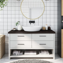 Blat do łazienki, ciemnobrązowy, 100x30x(2-6) cm, lite drewno