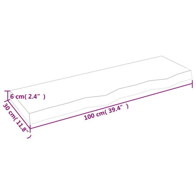 Blat do łazienki, ciemnobrązowy, 100x30x(2-6) cm, lite drewno