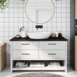 Blat do łazienki, ciemnobrązowy, 100x40x(2-4) cm, lite drewno