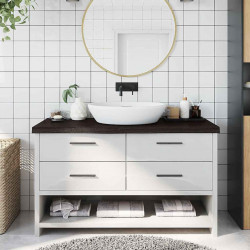 Blat do łazienki, ciemnobrązowy, 100x40x(2-6) cm, lite drewno