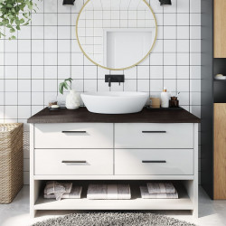 Blat do łazienki, ciemnobrązowy, 100x50x(2-4) cm, lite drewno