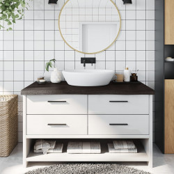 Blat do łazienki, ciemnobrązowy, 100x50x(2-6) cm, lite drewno