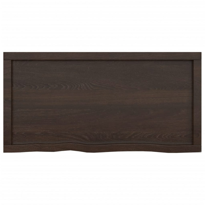 Blat do łazienki, ciemnobrązowy, 100x50x(2-6) cm, lite drewno