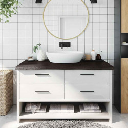 Blat do łazienki, ciemnobrązowy, 100x60x(2-6) cm, lite drewno