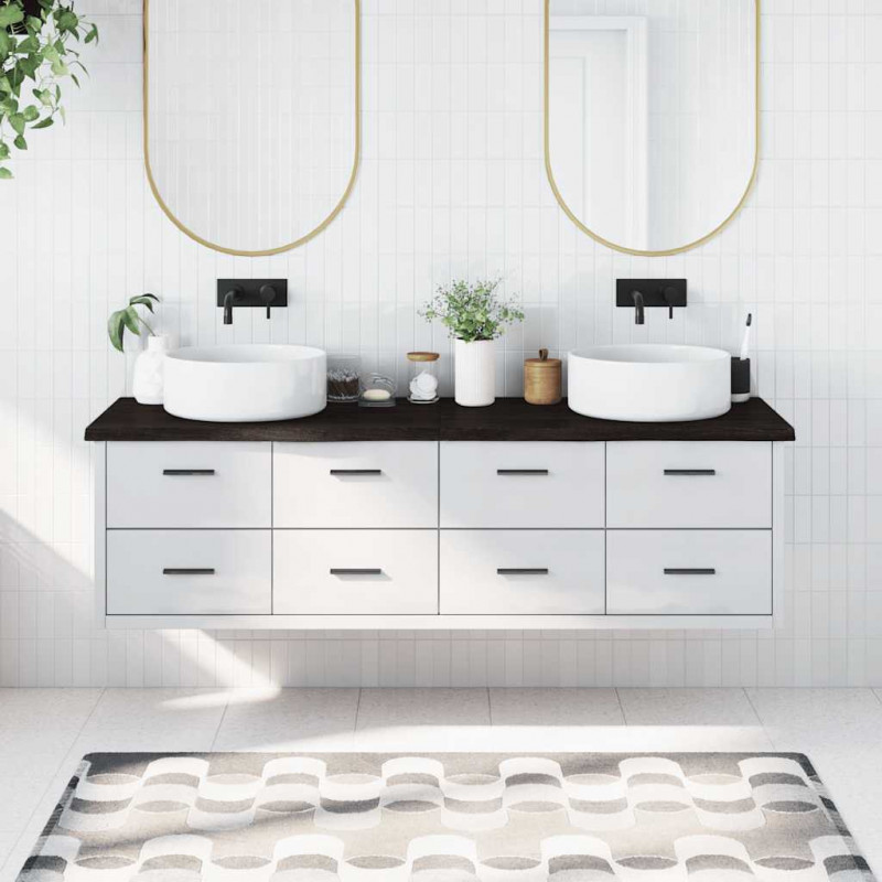 Blat do łazienki, ciemnobrązowy, 180x50x(2-4) cm, lite drewno