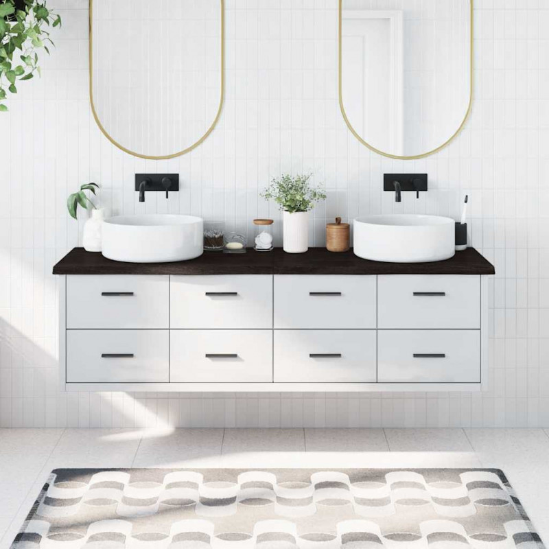 Blat do łazienki, ciemnobrązowy, 180x60x(2-4) cm, lite drewno