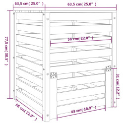 Kompostownik, 63,5x63,5x77,5 cm, lite drewno sosnowe