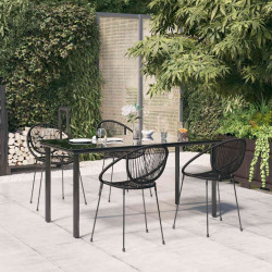 5-częściowy zestaw mebli ogrodowych, czarny, rattan PVC