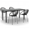 5-częściowy zestaw mebli ogrodowych, czarny, rattan PVC