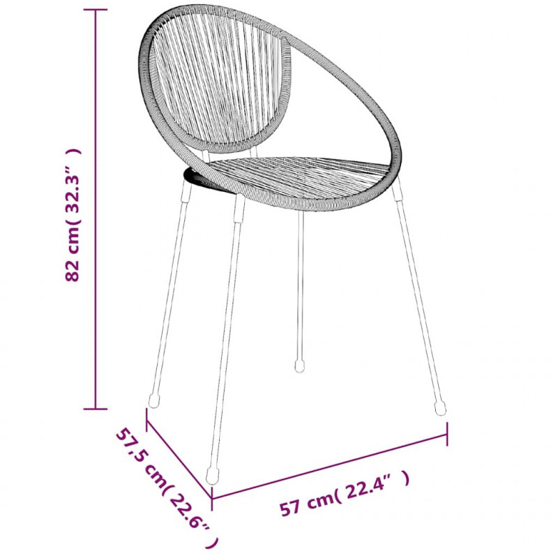 5-częściowy zestaw mebli ogrodowych, czarny, rattan PVC