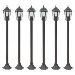 Lampy ogrodowe, 110 cm, E27, aluminium, 6 szt., brązowe