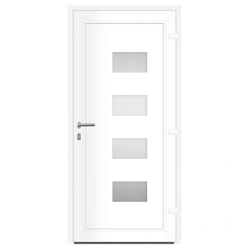 Drzwi wejściowe, antracytowe, 100x210 cm, aluminium i PVC