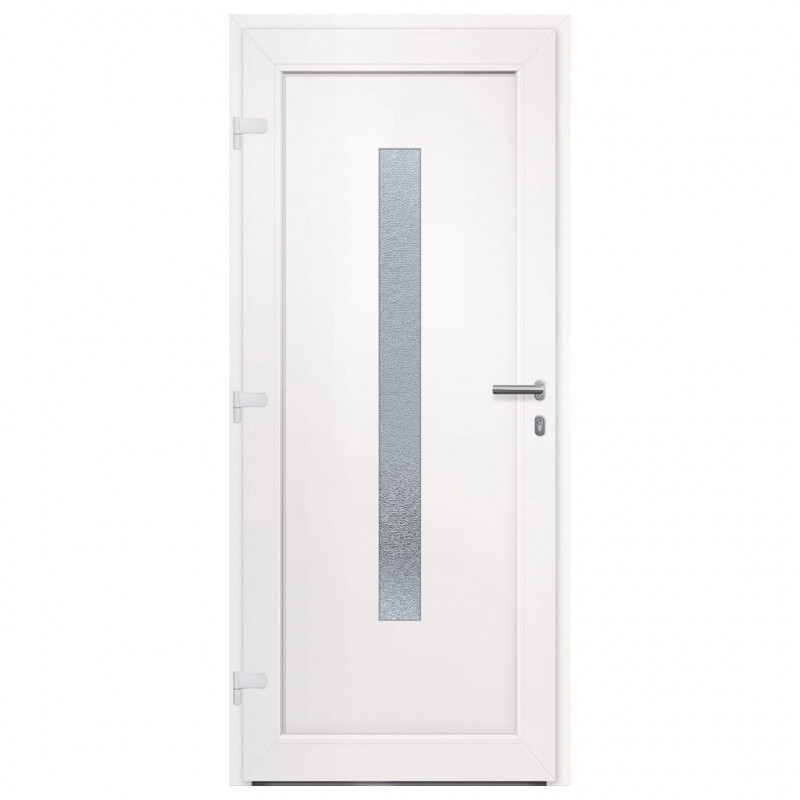 Drzwi wejściowe, białe, 88x200 cm, PVC