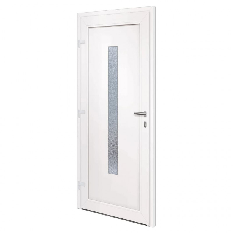 Drzwi wejściowe, białe, 88x200 cm, PVC