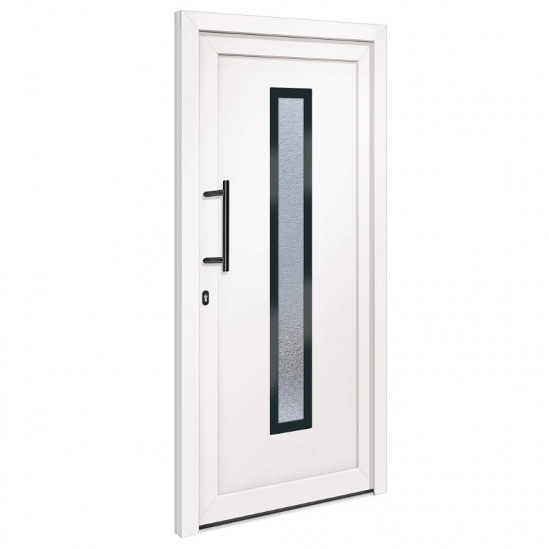 Drzwi wejściowe, białe, 98x208 cm, PVC