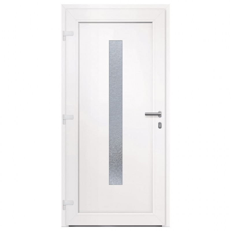 Drzwi wejściowe, białe, 98x208 cm, PVC
