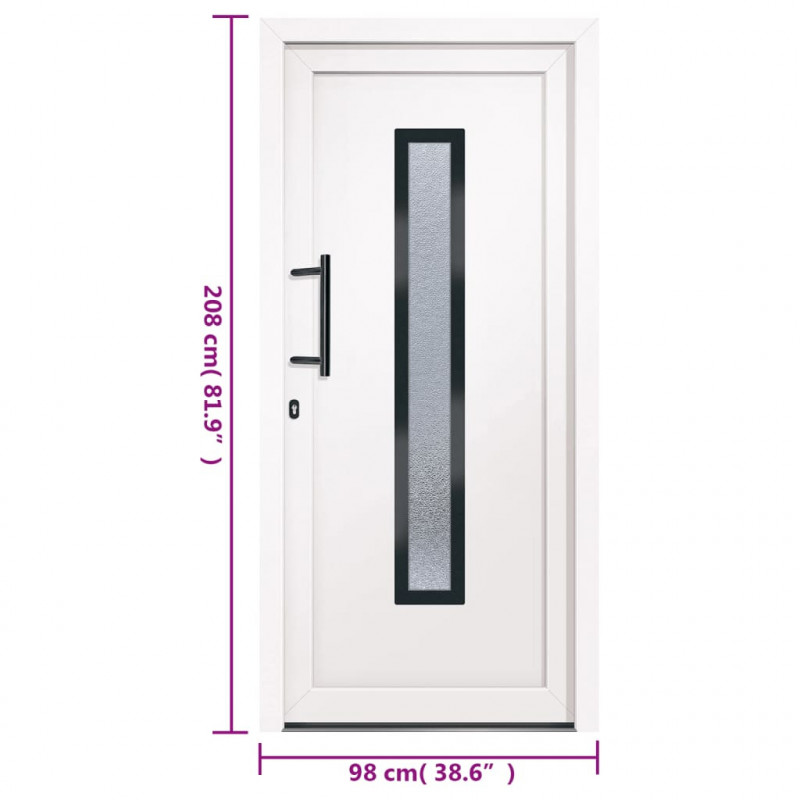 Drzwi wejściowe, białe, 98x208 cm, PVC