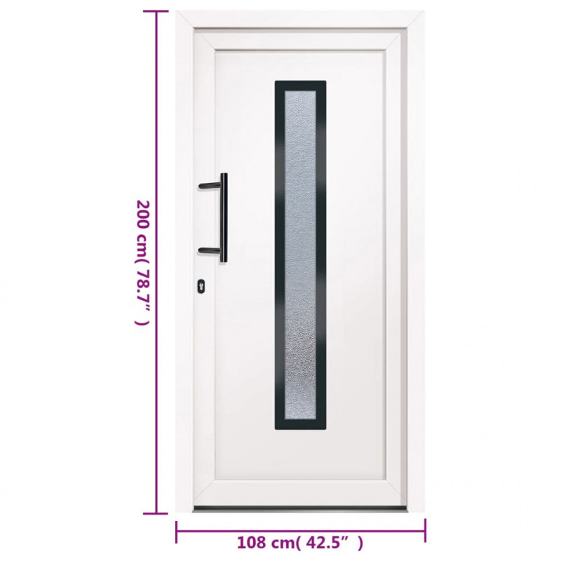 Drzwi wejściowe, białe, 108x200 cm, PVC