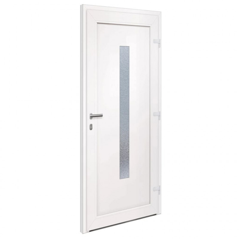 Drzwi wejściowe, białe, 88x200 cm, PVC