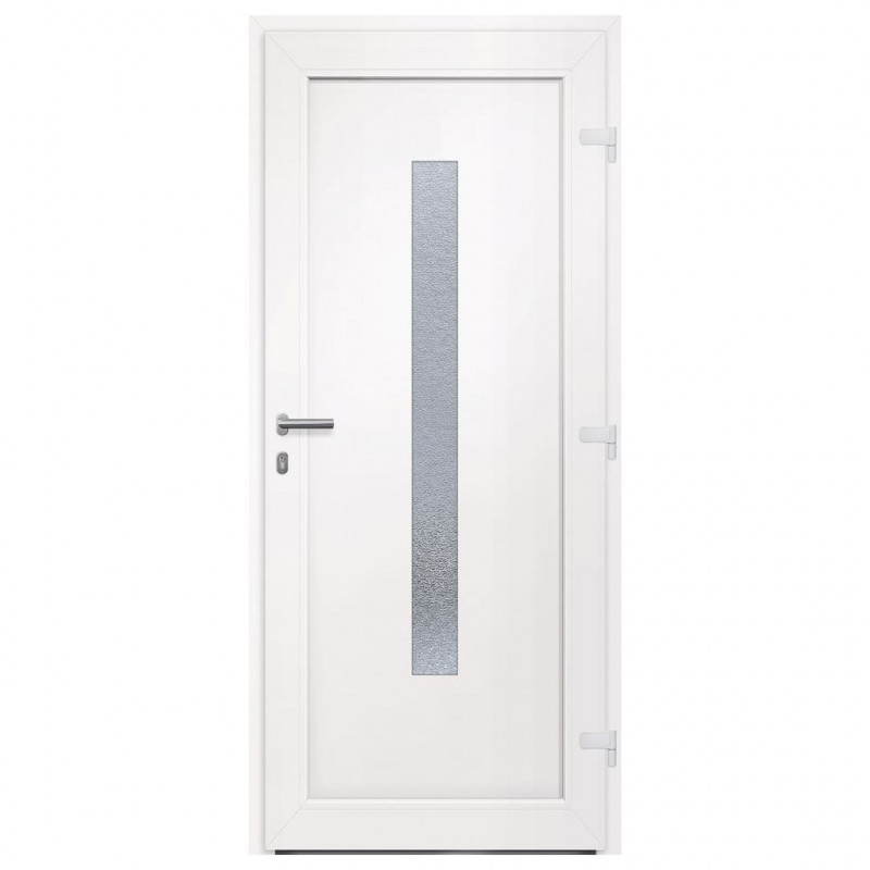 Drzwi wejściowe, białe, 88x200 cm, PVC