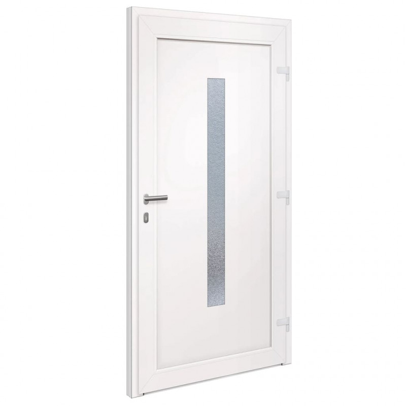 Drzwi wejściowe, białe, 98x200 cm, PVC