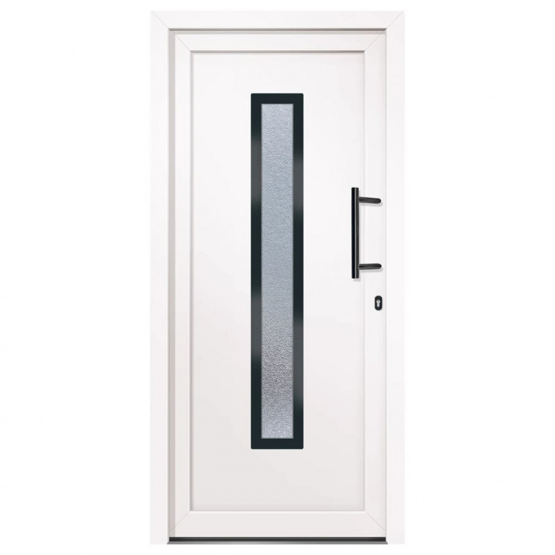 Drzwi wejściowe, białe, 98x208 cm, PVC
