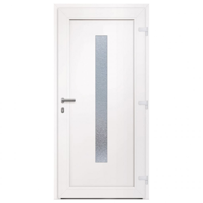Drzwi wejściowe, białe, 98x208 cm, PVC