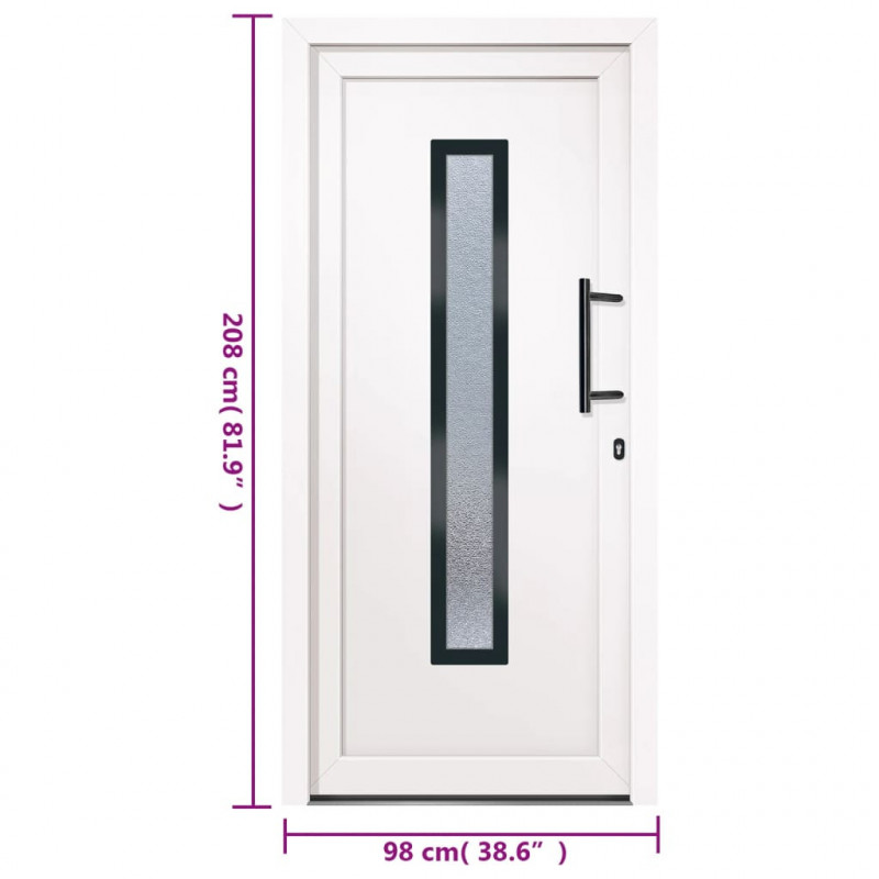 Drzwi wejściowe, białe, 98x208 cm, PVC