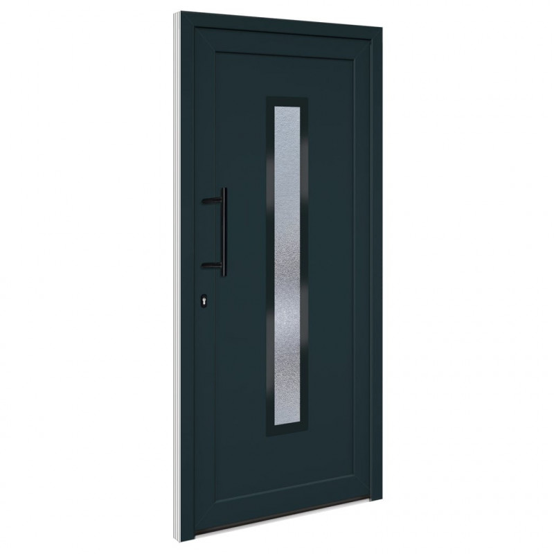 Drzwi wejściowe, antracytowe, 98x208 cm, PVC