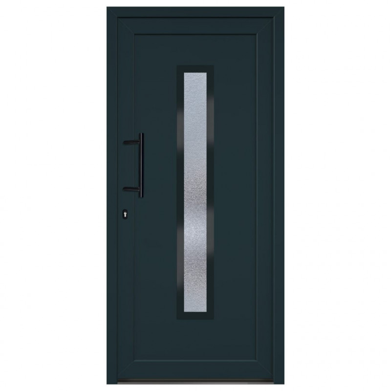 Drzwi wejściowe, antracytowe, 98x208 cm, PVC