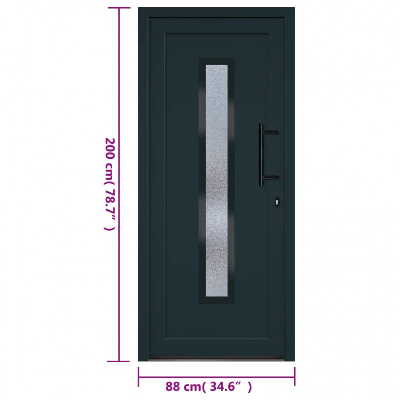 Drzwi wejściowe, antracytowe, 88x200 cm, PVC