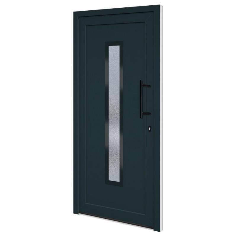 Drzwi wejściowe, antracytowe, 98x208 cm, PVC