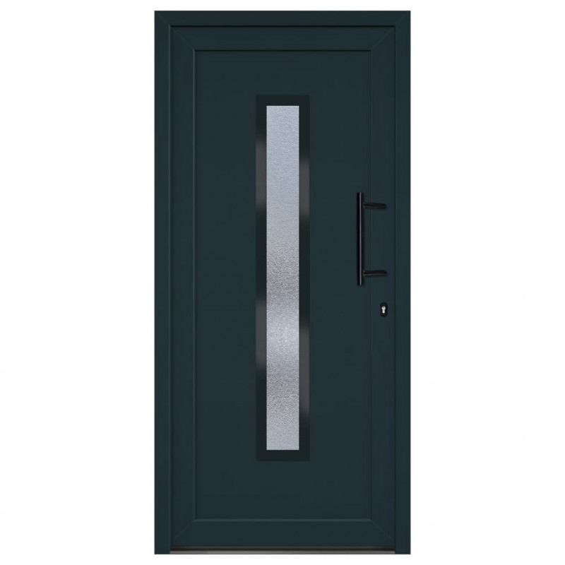 Drzwi wejściowe, antracytowe, 98x208 cm, PVC